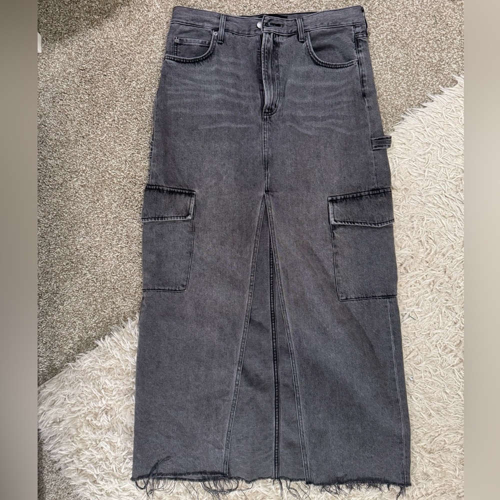 Denim Forum - Size 31 - ‘90s Cargo Maxi Skirt in Ozone Black